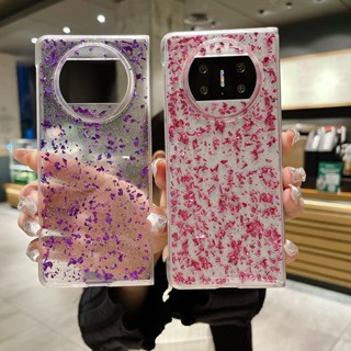 เคสโทรศัพท์มือถือ PC แข็ง กันกระแทก แต่งฟอยล์สีทอง สําหรับ Huawei Mate X3