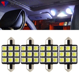 Myronghd หลอดไฟอ่านหนังสือ LED DC12V COB 5050 9SMD สีขาว สําหรับรถยนต์ 4 ชิ้น