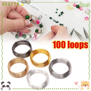 Nextth สร้อยข้อมือลวดเหล็ก ทรงกลม แฮนด์เมด 100 ห่วง สําหรับทําเครื่องประดับ DIY