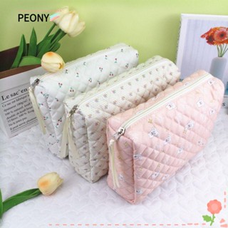 Peonypavilion กระเป๋าเครื่องสําอาง ผ้าฝ้าย แบบนิ่ม ลายดอกไม้ จุของได้เยอะ แบบพกพา สําหรับเดินทาง