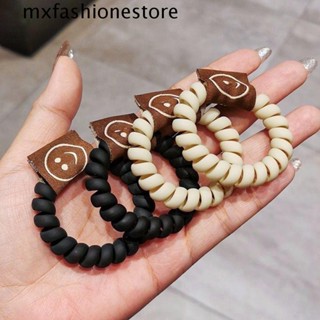 Mxfashione ยางรัดผม เนื้อแมตต์ ลายหน้ายิ้ม เรียบง่าย สําหรับเด็กผู้หญิง