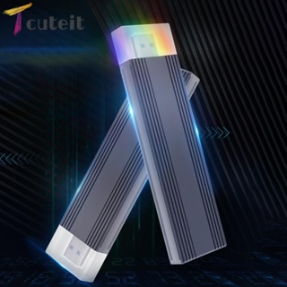 Tcuteit M.2 NVMe SATA กล่องอะแดปเตอร์ไดรฟ์โซลิดสเตท RGB อะลูมิเนียมอัลลอย สําหรับ 2230 2242 2260 2280 SSD