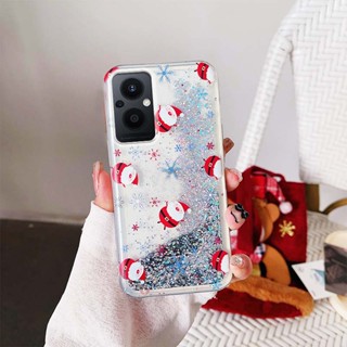 Ybd เคสโทรศัพท์มือถือ มีทรายไหล ลายต้นคริสต์มาส ซานตาคลอสน่ารัก สําหรับ OPPO Reno 7Z Reno 8Z Reno 7 Lite Reno 5 Lite 5G F21 Pro 5G