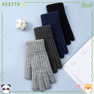 Nextth ถุงมือ ผ้าฟลีซ แบบหนา หน้าจอสัมผัส ให้ความอบอุ่น สไตล์วินเทจ สําหรับผู้ชาย