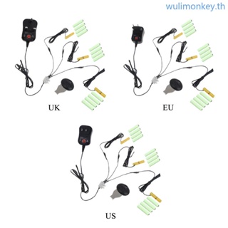 Wu อะแดปเตอร์พาวเวอร์ซัพพลาย แบตเตอรี่ AAA 100-240V เป็น 3V-12V 3in1 แบบเปลี่ยน สําหรับไฟคริสต์มาส LED