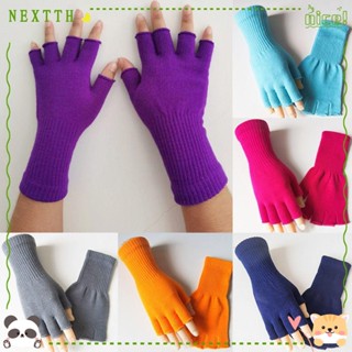 Nextth ถุงมือผ้าถัก แบบครึ่งนิ้ว ให้ความอบอุ่น กันลม แบบหนา ไร้นิ้ว สําหรับขี่จักรยาน ขับขี่