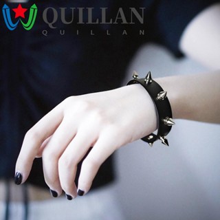 Quillan สร้อยข้อมือ หมุดย้ํา เท่ ปรับได้ พังก์ ผู้ชาย โลหะผสม สายรัดข้อมือ เครื่องประดับ