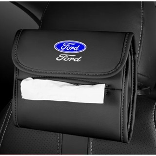 FORD LOGO tissue bag MUSTANG F-150 Fiesta FOCUS ESCAPE EDGE EXPLORER Expedition mendeo car seat rear hanging storage box sun visor hanging leather tissue bag