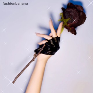 [fashionbanana] ถุงมือหนัง Pu ไร้นิ้ว สไตล์พังก์ร็อค โลลิต้า ฮาราจูกุ สําหรับเวที ปาร์ตี้ พร้อมส่ง