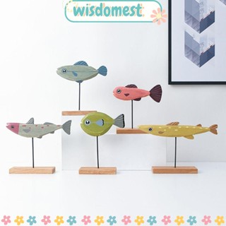 Wisdomest รูปปั้นปลาไม้ แฮนด์เมด สําหรับตกแต่งบ้าน