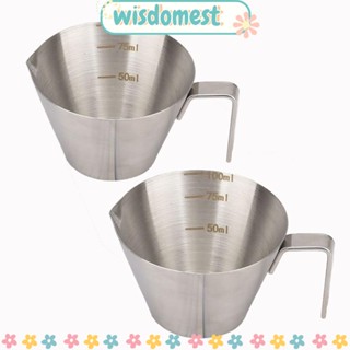 Wisdomest ถ้วยตวงเอสเปรสโซ่ สเตนเลส 1/2 100 มล. สีเงิน ปลอดภัย สําหรับทําเบเกอรี่