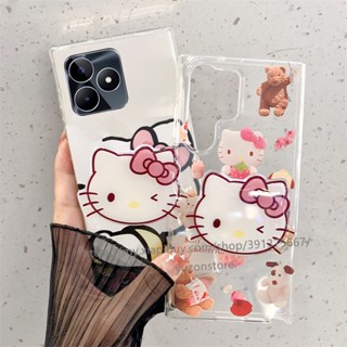 Phone Case Realme C51 NFC C53 C55 C35 C30 C30s C33 C31 เคสโทรศัพท์มือถือแบบนิ่ม ลายการ์ตูน KT พร้อมขาตั้ง น่ารัก สําหรับ