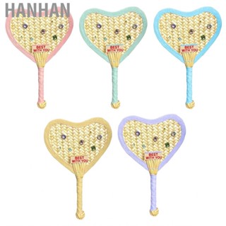 Hanhan Hand Woven Fan  Handheld Bamboo Widely Used Heart Shape Handcrafted for Travel