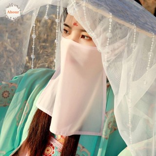 Ahour หน้ากาก ผ้าพันคอ ผ้าตาข่าย กันลม สไตล์ฮั่นฝู สําหรับผู้หญิง
