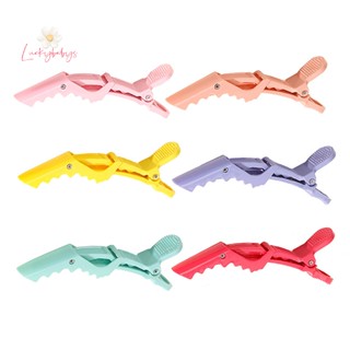 Luckybabys&gt; กิ๊บปากจระเข้ สีสันสดใส 6 ชิ้น กิ๊บติดผม ก้ามปู ส่วนตัดผม จระเข้ กิ๊บ ร้านทําผม เครื่องมือจัดแต่งทรงผม ใหม่