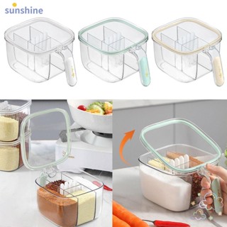 Ssunshine กล่องใส่เครื่องปรุง 4 ช่อง พลาสติก กันชื้น