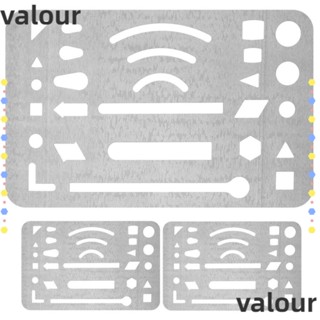 Valour แผ่นยางลบ สเตนเลส ลายฉลุ 27 หลุม รูปตัวอักษร แบบพกพา สําหรับวาดภาพ ระบายสี 3 ชิ้น