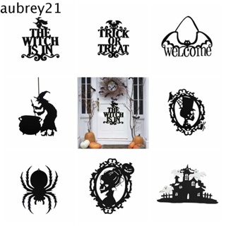 Aubrey1 เครื่องประดับ ที่แขวน รูปผี แมงมุม ค้างคาว กะโหลก สีดํา ผ้านอนวูฟเวน สําหรับแขวนตกแต่งฮาโลวีน