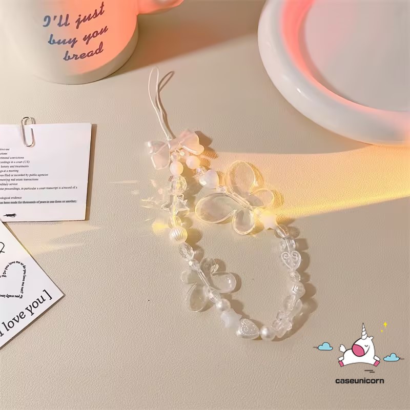 เครื่องประดับ พวงกุญแจ จี้ลูกปัดไข่มุก อะคริลิค รูปผีเสื้อ สีดํา เหมาะกับของขวัญ สําหรับห้อยโทรศัพท์มือถือ - รูปที่ 4