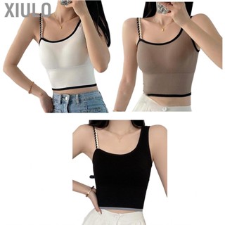 Xiulo Short Tank Top  Breathable Perfect Matching Strap Irregular  Fitting Stylish with  Padding for Vacation Fitness