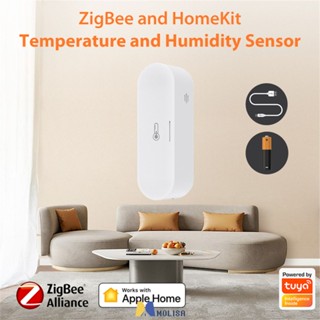 Tuya Homekit Zigbee สมาร์ทอุณหภูมิและความชื้น Dual Powered App การตรวจสอบระยะไกลการควบคุมเสียงทำงานร่วมกับ Alexa Google MOLISA