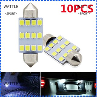 Wattle หลอดไฟอ่านหนังสือ LED DC12V COB 39 มม. สีขาว สําหรับรถยนต์ 10 ชิ้น