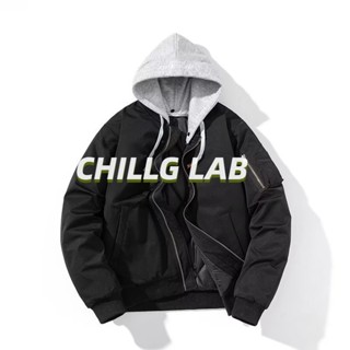 CHILLG LAB เสื้อแจ็กเก็ตเบสบอลลําลอง แบบหนา สีพื้น แฟชั่นฤดูใบไม้ร่วง และฤดูหนาว สไตล์อเมริกัน สําหรับผู้ชาย