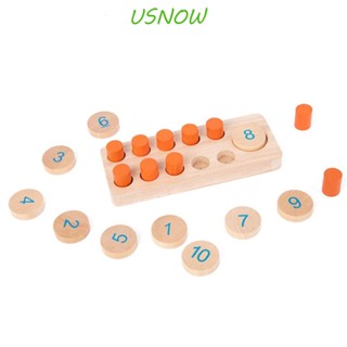 Usnow ของเล่นไม้ตัวเลข 1-10 ตัวเลข 1-10 ของเล่นเสริมการเรียนรู้คณิตศาสตร์ สําหรับเด็กวัยหัดเดิน