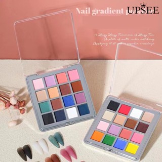 Upsee❤ผงกลิตเตอร์สะท้อนแสง ไล่โทนสี 16 สี สําหรับตกแต่งเล็บ 1 กล่อง