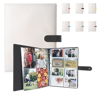 Plrbok อัลบั้มรูปภาพ หนัง PU ขนาด A4 พร้อมห่วงรัด 10×15 สีตัดกัน สําหรับสมุดโน้ต แพลนเนอร์ เครื่องเขียน