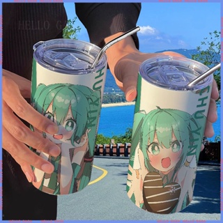 🥤สินค้าแอนิเมชั่น Limited Water Cup🥤Hatsune Miku กระติกน้ําร้อน พร้อมหลอดดูด แบบพกพา คุณภาพสูง สําหรับนักเรียน