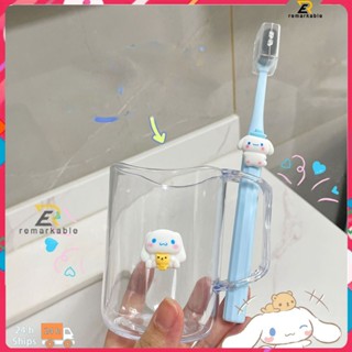พร้อมสต็อก ถ้วยใส่แปรงสีฟัน Sanrio ทรงกระบอกชั้นเดียวล้างถ้วยคู่ถ้วยน้ำในครัวเรือนชุดล้างพลาสติก น่าทึ่ง_th