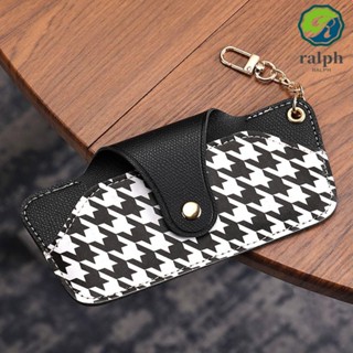 Ralph เคสแว่นตาหนัง พร้อมพวงกุญแจ กันน้ํา แบบพกพา ลายสก๊อต สําหรับผู้หญิง และผู้ชาย