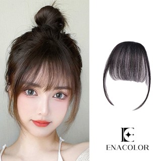 Enacolor กิ๊บติดผมหน้าม้าสังเคราะห์ สีดํา สีน้ําตาลอ่อน 7*23 ซม. สําหรับผู้หญิง