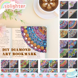 SOLIGHTER ที่คั่นหนังสือ ปักครอสสติตช์คริสตัล รูปดอกไม้แมนดาลา 5D DIY 4 ชิ้น ต่อชุด