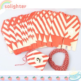 Solighter กล่องของขวัญคริสต์มาส ลายทาง สีแดง และสีขาว สไตล์ยุโรป สําหรับเด็ก