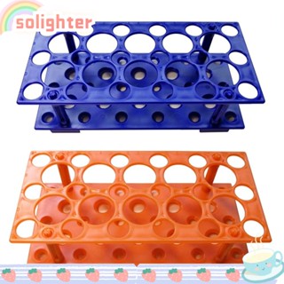 Solighter ที่วางหลอดทดลอง พลาสติก 28 ซ็อกเก็ต สีฟ้า ส้ม 10 มล. 15 มล. 50 มล. 2 ชิ้น