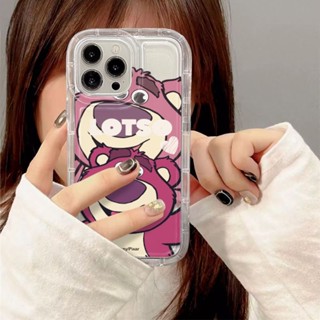 เคสโทรศัพท์มือถือแบบนิ่ม ใส ลายการ์ตูนหมีสตรอเบอร์รี่น่ารัก สําหรับ iPhone 14 Plus 14 13 12 11 Pro Max X Xr Xs Max 7 8 Plus SE2020