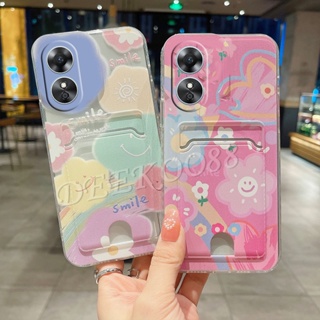 พร้อมส่ง เคสโทรศัพท์มือถือนิ่ม ลายหน้ายิ้มน่ารัก พร้อมช่องใส่บัตร สําหรับ OPPO A38 A58 A78 A98 4G 5G 2023 A38