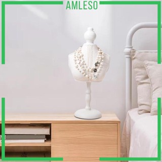 [Amleso] ชั้นวางเครื่องประดับ สร้อยคอ แบบไม้ สีขาว สไตล์วินเทจ