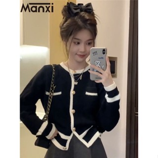 Manxi เสื้อแฟชั่นผู้หญิง เสื้อแขนยาว คลุม ไหมพรม ครอปเสื้อแขนยาว WMY2390NXN 37Z230911