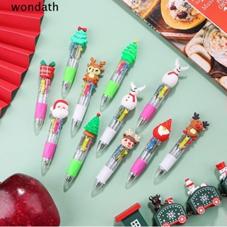 Wonda ปากกาลูกลื่น แบบกด พลาสติก ลายซานตาคลอส กวางเอลก์ คริสต์มาส ขนาดเล็ก 4 สี เครื่องเขียน สําหรับโรงเรียน 3 ชิ้น