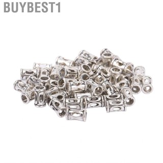 Buybest1 50 X Beard Beads Dark Silver Tubular Porous Alloy Beaded DIY Hand M.