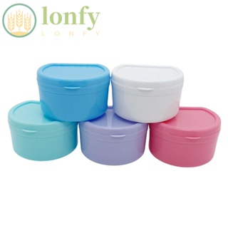 Lonfy กล่องถาดฟันปลอม พลาสติก แบบพกพา หลายสี สําหรับผู้ชาย และผู้หญิง