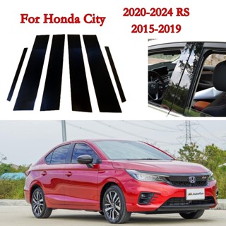 สติกเกอร์ฟิล์มติดเสากระจกรถยนต์ สีดํามันวาว อุปกรณ์เสริม สําหรับ Honda City B C Pillar RS G5 GM2 GM3 G6 GM4 GM5 GM6 GM8