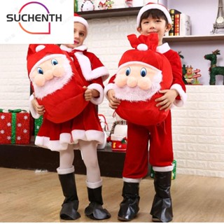 Suchenth ถุงของขวัญซานตาคลอส ขนาดใหญ่ พร้อมเชือกรัด กํามะหยี่ สีแดง สีทอง ไฮเอนด์