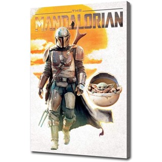 โปสเตอร์ผ้าใบ พิมพ์ลาย Star-Wars Baby Yoda Mandalorian HD สําหรับตกแต่งผนัง