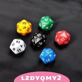 [Lzdyqmy2] ลูกเต๋าเล่นเกม D20 RPG หกสีทึบแสง 1# 6 ชิ้น