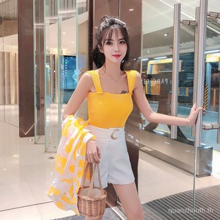 ชุดสูทสามชิ้น เอวสูง + กางเกงขาสั้น พิมพ์ลาย เหมาะกับฤดูร้อน อินเทรนด์ แฟชั่นผู้หญิง + เสื้อสายเดี่ยว ขนาดเล็ก ครีมกันแดด เสื้อผ้าอิทธิพล