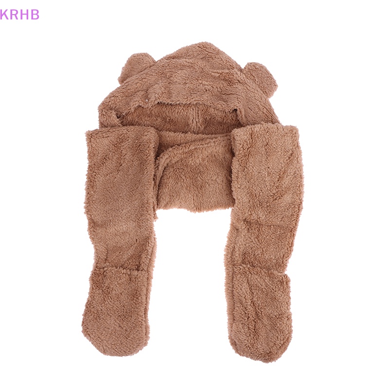 Krhb ใหม่ ชุดถุงมือ ผ้าพันคอ หูตุ๊กตาหมีน่ารัก ให้ความอบอุ่น แฟชั่นฤดูหนาว สําหรับผู้หญิง